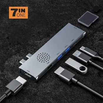 

USB C Hub Adapter Dongle 2*HDMI+2*USB3.1+SD/TF Card+USB C Interface For MacBook