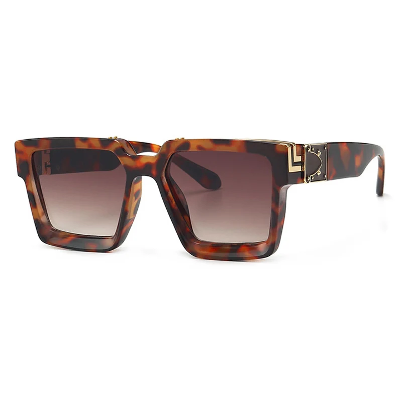 ALOZ MICC новые модные квадратные солнцезащитные очки для женщин мужские брендовые дизайнерские унисекс солнцезащитные очки мужские металлические очки UV400 Q706 - Цвет линз: Leopard-Brown