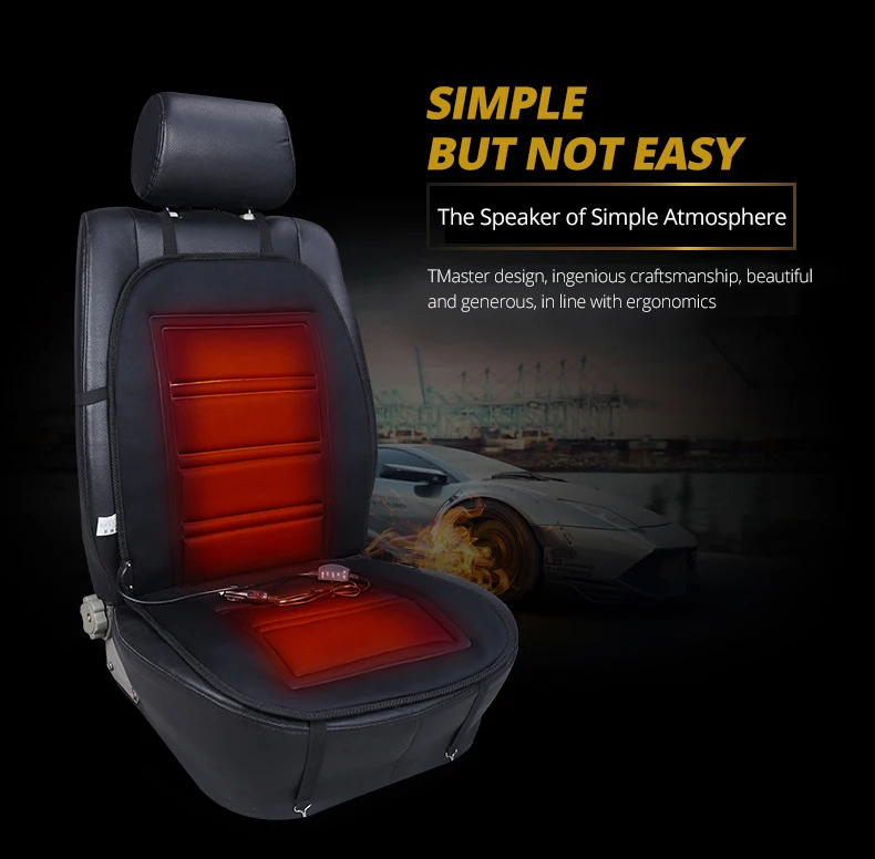 AUTOYOUTH Thermostat Car Seat Heating Cushion Heating Seat Cushion Winter Seat Heating Single Cushion Black Wave Style Seat