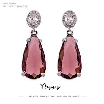 

Yhpup Fashion Brand Bling AAA Cubic Zirconia Dangle Earrings Statement Crystal Water Drop Earrings Wedding Jewelry