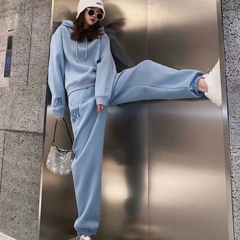 styling hoodies Best Quality Women Spring Autumn Sportswear Suit Female Korean Style Kpop Loose Two Piece Set Coat  Pants Tracksuit Thicken Warm comfy hoodie