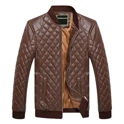 Мужская куртка из искусственной кожи MJartoria с воротником-стойкой, мужская теплая одежда, мотоциклетная кожаная куртка 2019