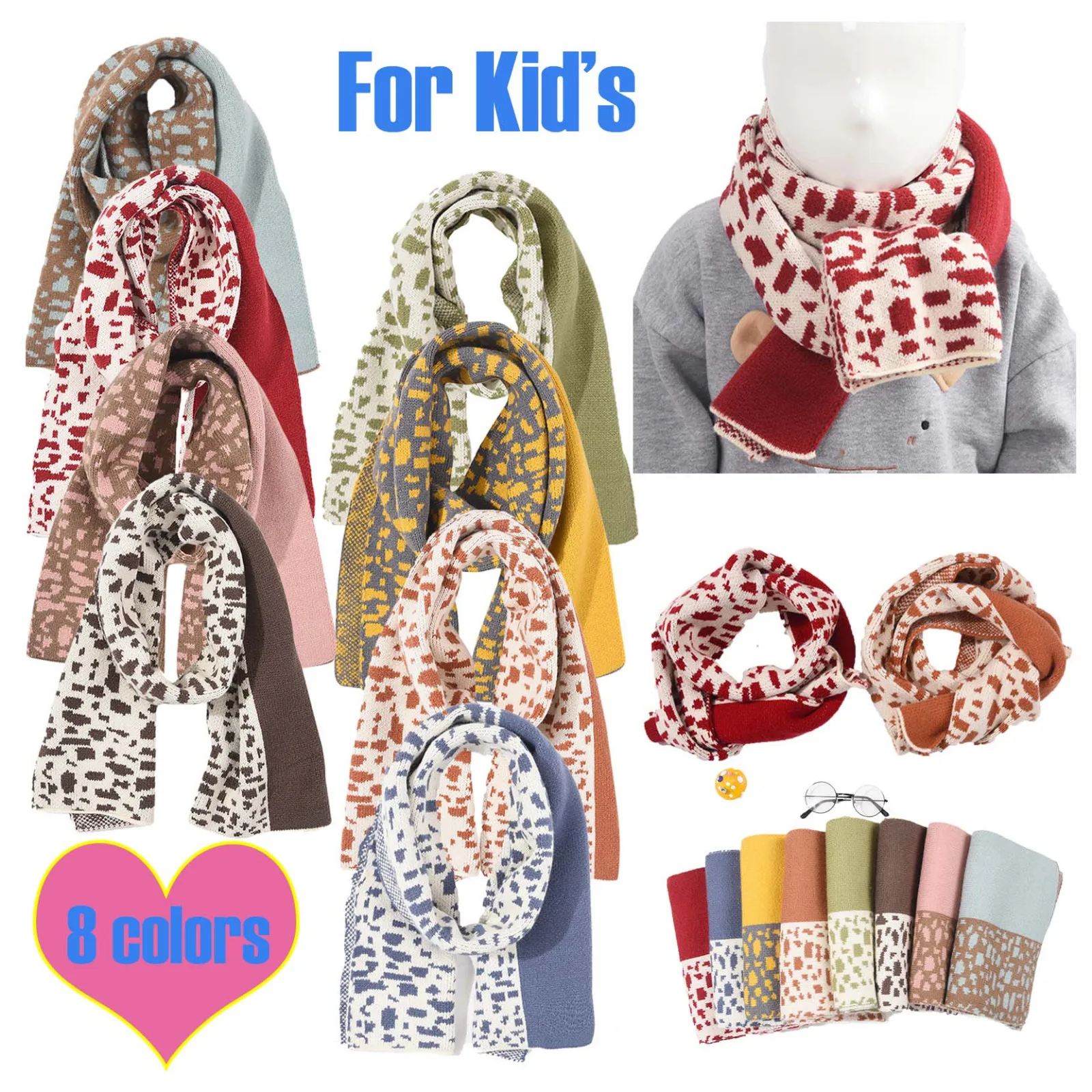 

Winter warm Scarf for Boys And Girls Kids 2021 New Leopard Print Scarf Fashion Multi-Purpose Shawl Scarf fashion Neck Wrap GIFT