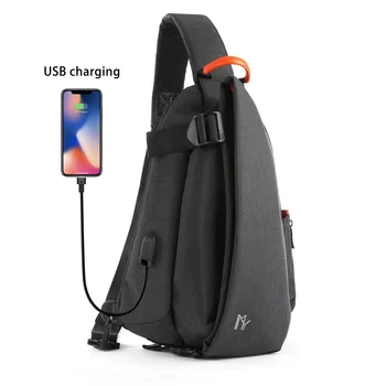 

MOYYI USB Charge Chest Bags Male Men Chest Waist Pack Antitheft Travel Crossbody Bags For Men Sling Shoulder Bags 2019