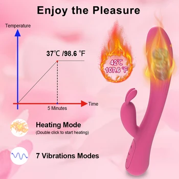 2022 Rabbit Heating Dildo Vibrator Female Clitoris Stimulator Silicone Powerful G Spot Vibrating Sex Toys Goods for Women 3