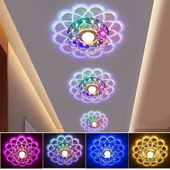 

220V 5W Modern LED Crystal Ceiling Light Circular Mini Ceiling Lamp Rotunda Light For Living Room Aisle Corridor Kitchen