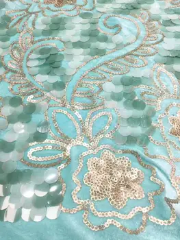 

New 2019 Best Selling Products African Velvet Lace Fabric High Quality French Sequence Lace for African Party