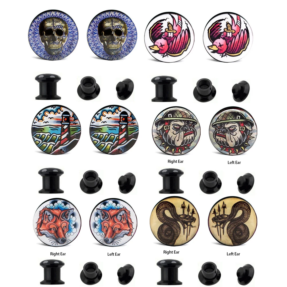

TIANCIFBYJS Acrylic Ear Tunnels Plugs Logo Internally Threaded Screw fit Flesh Tunnels Ear Lobe Stretcher Guages 4-16mm 2pcs