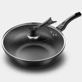 

Maifan Stone Wok 30CM32CM34CM Household Wok Fume-free Pan Non-stick Iron Pan Chef's Pans Non-stick Glass Cover Eco-Friendly