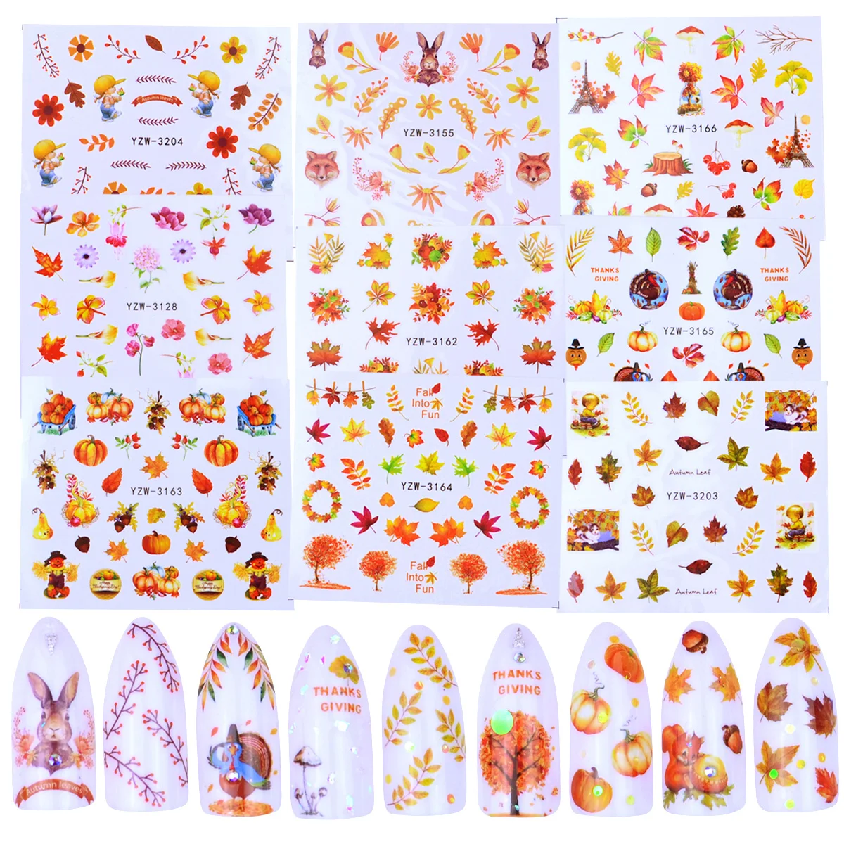 

1 Sheet Autumn Style Yellow Maple Leaf Labels Sticker Water Transfer Nail Art Stickers Nail Decals Wraps Decorations