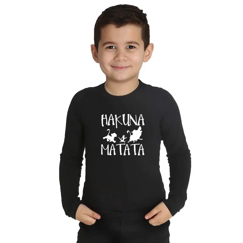 LYTLM XXX/Детская рубашка топ с длинными рукавами и принтом «хакуна матата», «Король льва», футболка для девочек, футболка аниме «Пумба», детская одежда, Koszulki Meskie