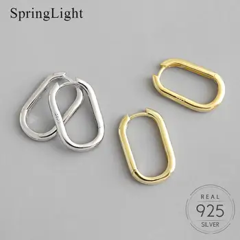 

Springlight Minimalist Geometric Elliptical Earring Real 925 Sterling Silver Unique Design Fine Jewelry Earrings for Women Gifts