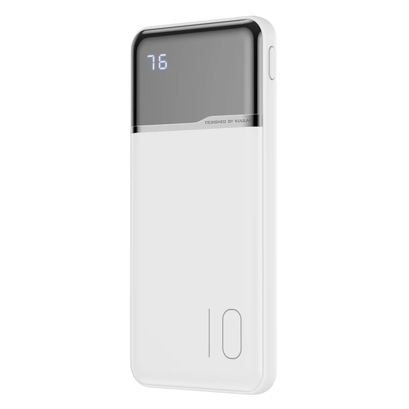 White KUULAA Power Bank 10000mAh Портативное зарядное устройство Poverbank 10000 мАч Dual USB сверхтонкое зарядное устройство для Xiaomi Mi 9 8 iPhone - Цвет: White