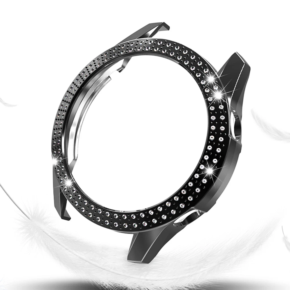 Lightweight Two Rows Diamond PC Cover for Huawei Watch GT 2 1 46mm Case Thin GT2 Bumper Luxury Bling Frame Accessories | Наручные часы