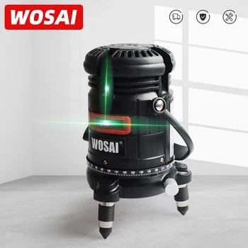 

WOSAI Green Laser Level Self-leveling Horizontal&Vertical 360 Degree Adjustment Higher 5 Line 6 Points Visibility Remote Control