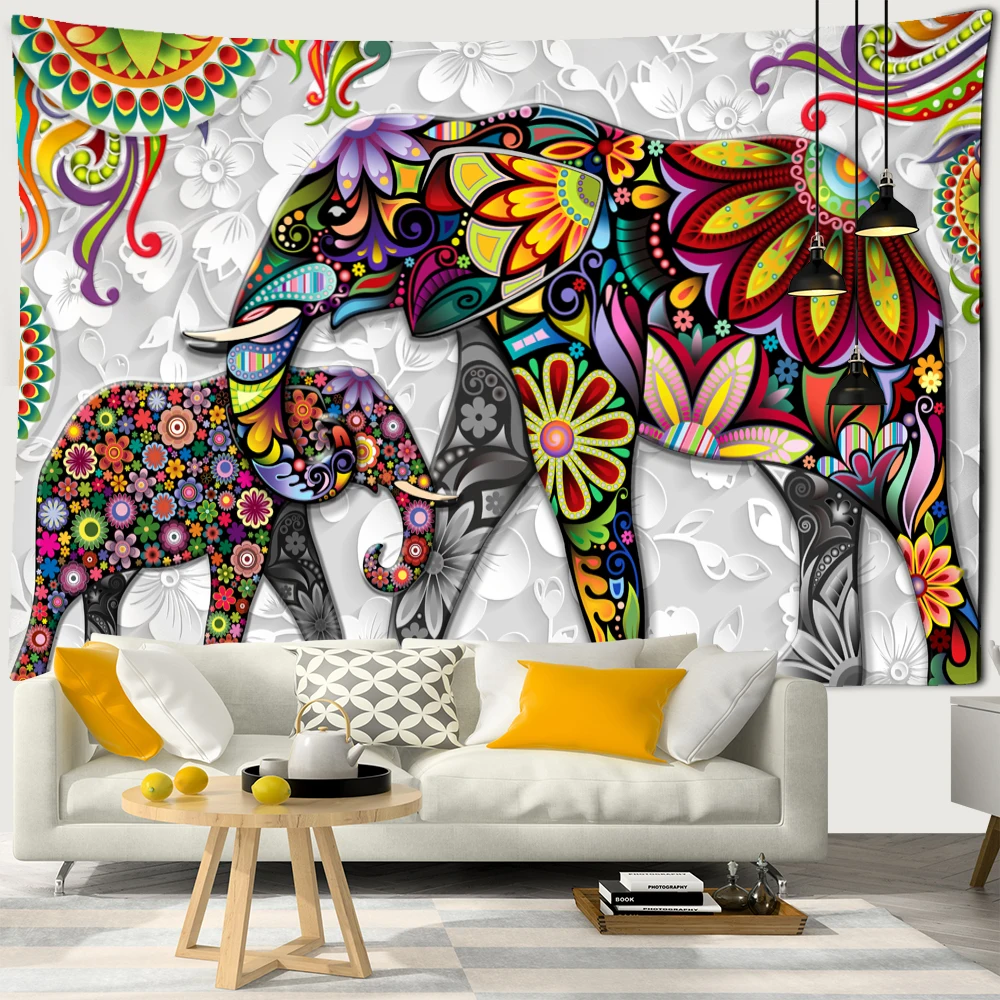 3D настенный гобелен в виде слона Богемный Хиппи спальный фон тканевый принт