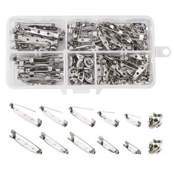 

1 Set Multi Size Iron Brooch Findings Back Bar Pins Safe Lock Bar Badge Holder Findings with Lapel Pin Backs for Jewelry Making