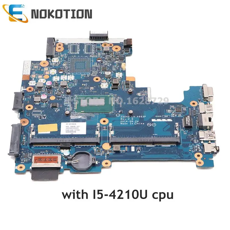NOKOTION для HP 240 G3 материнская плата ноутбука 755835 001 ZSO40 LA A993P SR1EF i5 4210U CPU