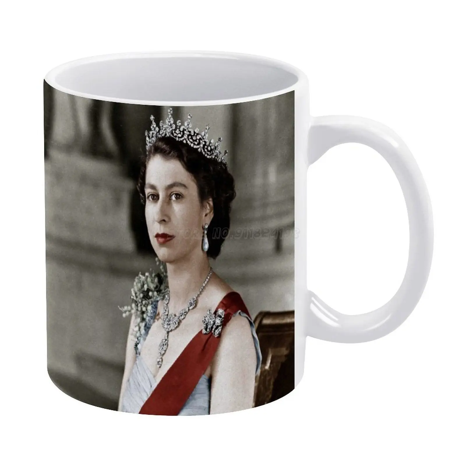 Queen Elizabeth White Mug Coffee Afternoon Tea Christmas Cups Ceramic 330ml for Royal United King | Дом и сад