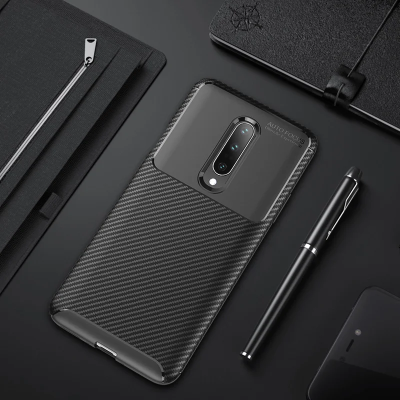cheap Luxury Carbon Fiber Phone Case on for Oneplus 7 7 Pro 6 6T oneplus 6 Thin Back Soft Silicone TPU Cover For One plus 7 pro Case