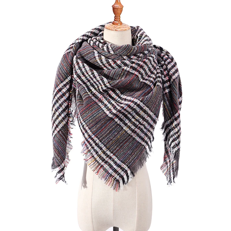 

new designer brand women cashmere scarf triangle winter scarves lady shawls and wraps knit blanket neck striped foulard