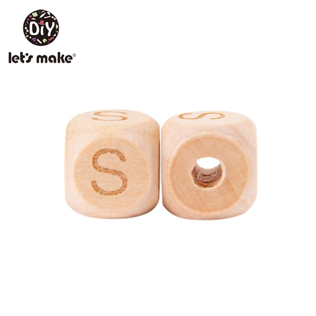 Let'S Make Wooden Beads For Rattles 500Pc Square Beech Wood Alphat English Letter Beads Baby Toys Diy Handmaking Wooden Teether S