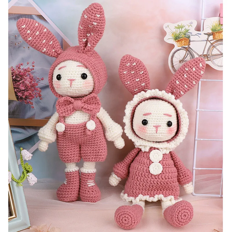 

Handmade Crocheted Wool Dolls Material Pack DIY Long Ears Rabbits Handmade Dolls SEP99