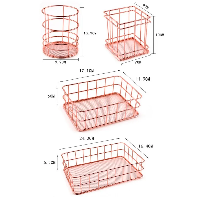 Home Sundries Container panier Desktop Bathroom Organizer Holder Wrought Iron Storage Baskets Office Accessories Make Up Tools