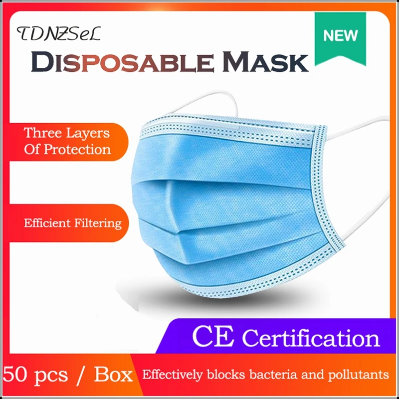 

50 Pcs 3 Layer Disposable Mask Anti Dust Mouth-muffle Face Masks Men Women Anti Fog Face Mouth Masks Breathable Mouth Cover