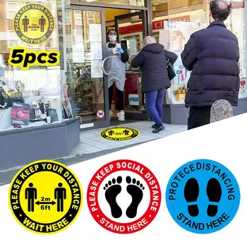 

1/5pcs Social Distancing Sticker Distancing Pegatina Distancia Seguridad Safety Signage Crowd Control Guidance Keep 6 Feet Away