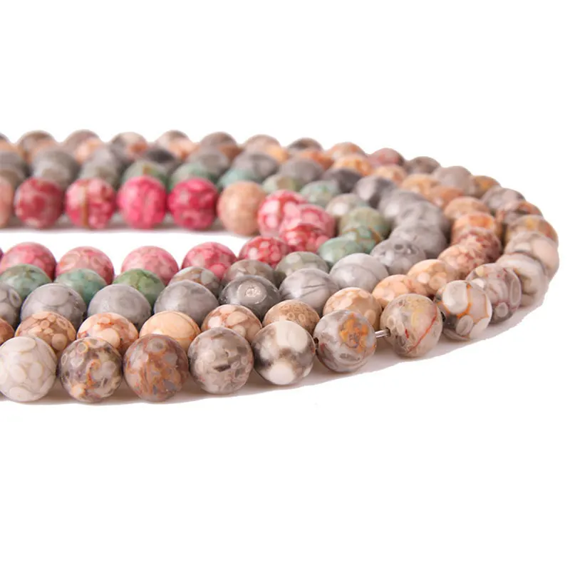 Natural Maifan Stone Red Gray Green Coffee Stone Round Beads For Jewelry Making Strand 15 Inch DIY Accessorries Bracelet Beads