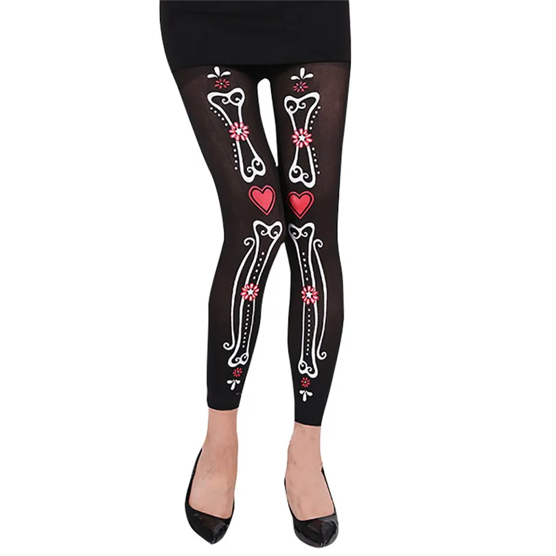 Skull Printed Pantyhose Women Sexy Halloween Fishnet Stockings Nine-cent Pantyhose Stockings Fashion Calcetines 30SEP46