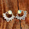 Bohemian Openwork Metal Lotus Opal Stud Earrings Vintage Jewelry Antique Silver Color Detachable Joint Earrings Mujer ► Photo 3/6