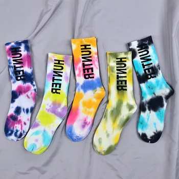 

tie dye medium tube thin men's and women's socks street Chaogao help student socks Chen Weiting tie dye socks wholesale