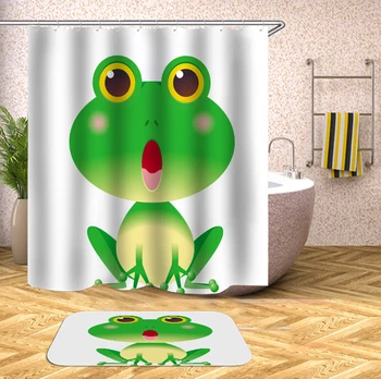 

New High Quality Frog Printing Shower Curtain 3D Polyester Fabric Waterproof Mildewproof Bathroom Curtain or mat