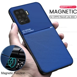 Appo-funda magnética con textura de cuero para coche, carcasa de silicona suave a prueba de golpes para oppo reno 5 lite