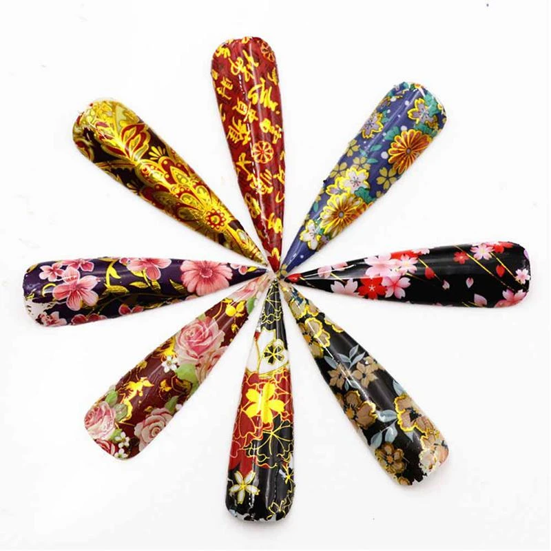 8Pcs Flower Series Nail Art Water Transfer Stickers Full Wraps Colorful Nail Art Decoration Floral On Nails DIY Manicure Tips