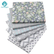 Mensugen 6 шт./лот 40 см* 50 см Серый Цветочные хлопка Ткань для пэчворка quliting Вышивание записки DIY Материал Tilda кукла ткань