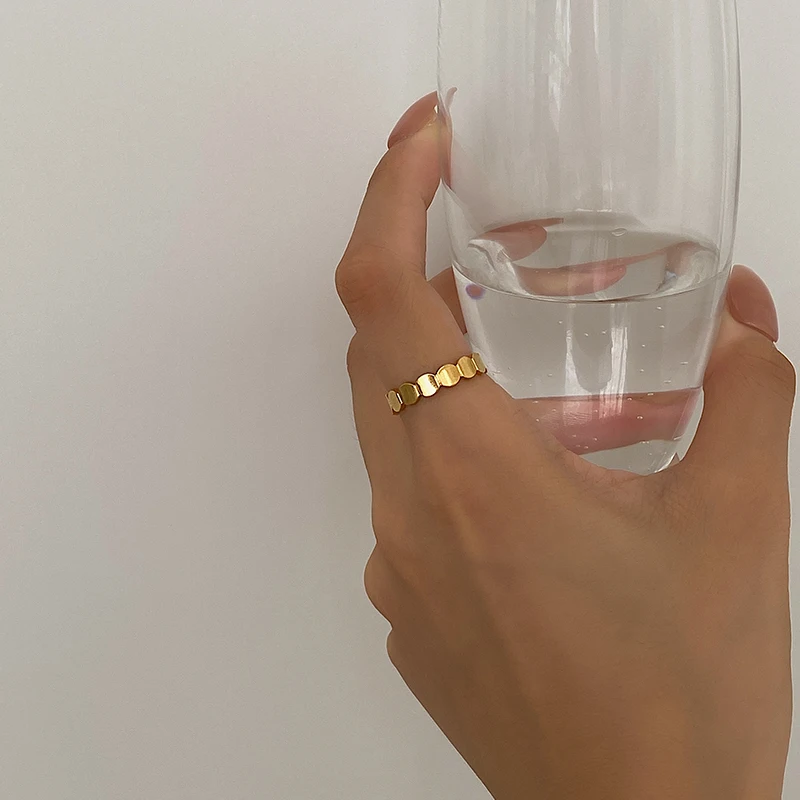 Peri'sBox Gold Silver Color Linked Circle Rings Round Geometric Rings for Women Minimalist Stacking Rings Adjustable 2020 Trendy - Image 2