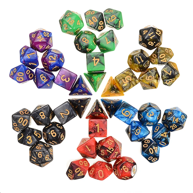 42Pcs Double-Colors Acrylic Polyhedral Dice Party Math Role Table Game Playing
