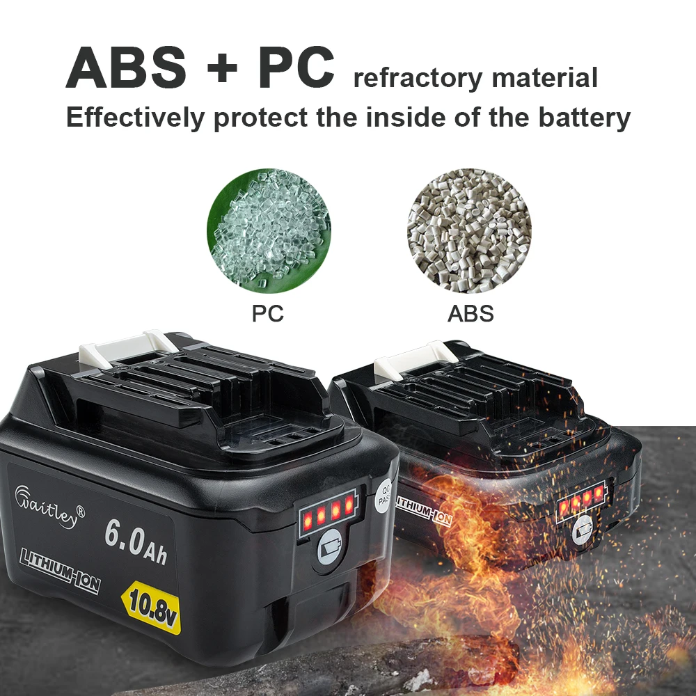 Bateria de Lítio Recarregável de Waitley 3.0ah para Makita 10v e 12v Power Tools Bl1040b 1015 1020b Cxt Series 10.8v 6.0ah 6000mah - Image 4
