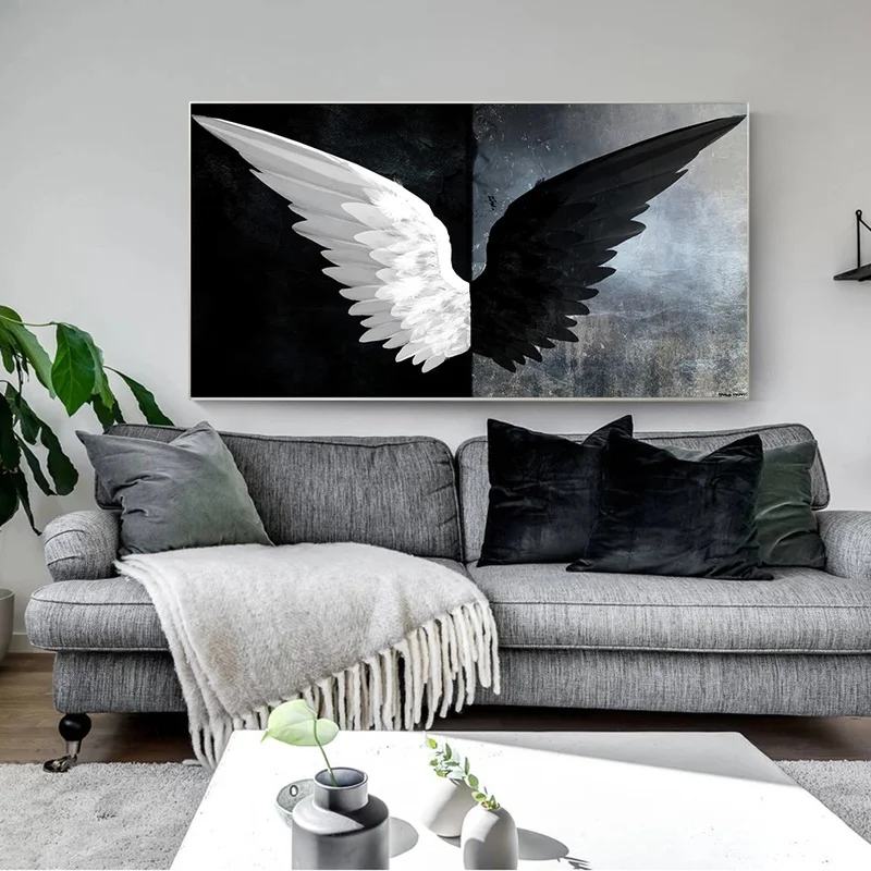 Black And White Angel Wings Canvas Art Posters Prints Modern Paintings On the Wall Pictures Home Decoration | Дом и сад