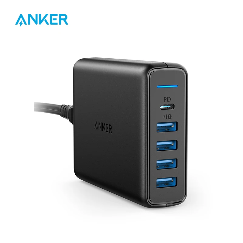 Anker USB C Premium 60W 5-Port Desktop Charger with One 30W Port for Apple MacBook Nexus 5X/6P 4 PowerIQ Ports for iPhone iPad