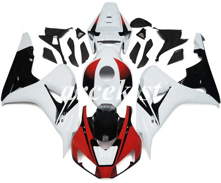 Литьевая Форма ABS мотоцикл обтекатели комплект подходит для CBR1000RR 06 07 CBR 1000RR CBR1000 2006 2007 тела набор белый красный - Цвет: white red