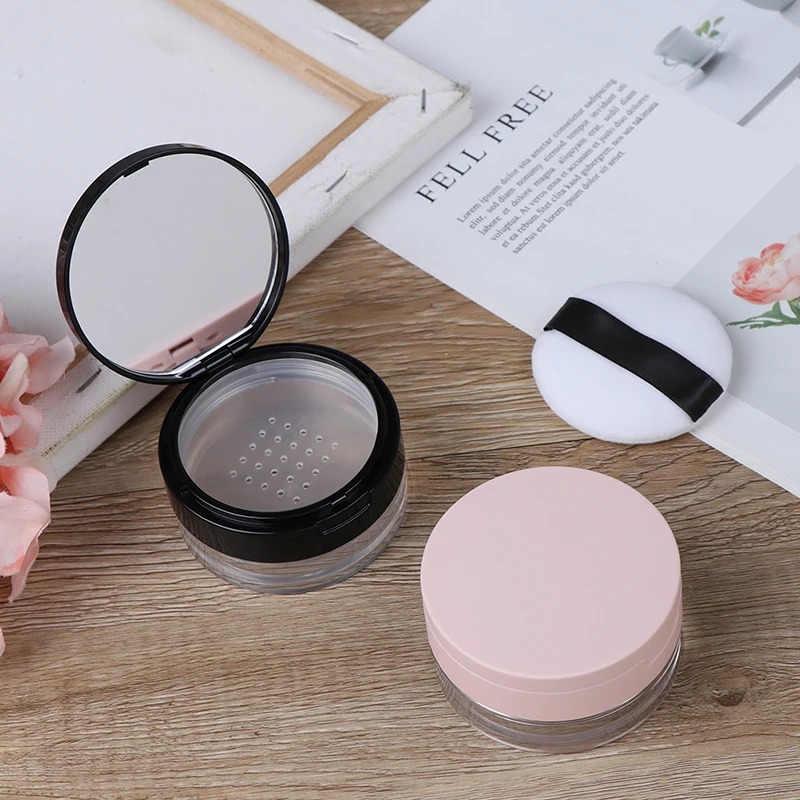 

9Styles Travel Makeup Container Cosmetic Sifter Portable Plastic Powder Box Empty Loose Powder Pot With Sieve Mirror Loose Jar