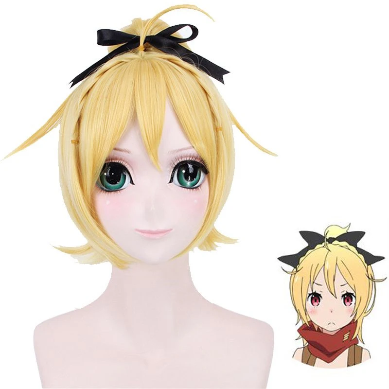 

Ktip Up Re:Life In A Different World From Zero Felt Wig Cosplay Costume Women Short Hair Yellow Party Wigs ( No Headwear )