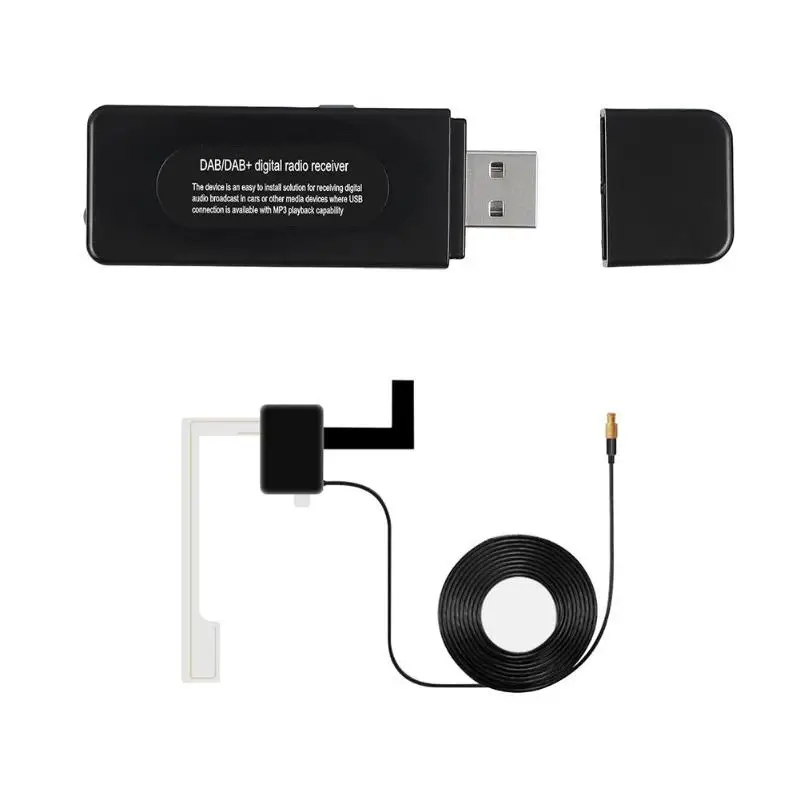 Universal DAB/DAB+ Digital Adapter RDS FM Radio Receiver with Antenna for Europe Fully Compatible with ETSI 300 401 Standard