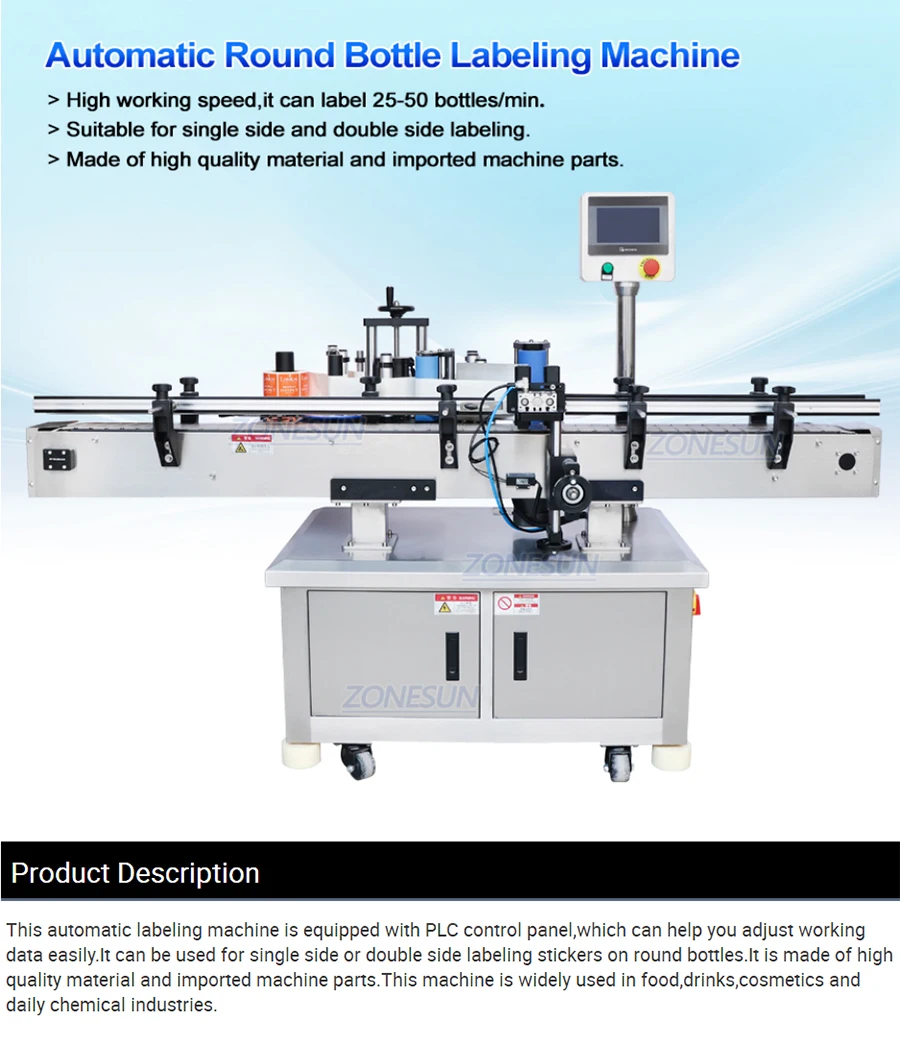 ZONESUN ZS-TB260R Automatic Round Bottles Positioning Labeling Machine