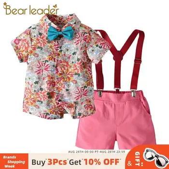 

Bear Leader Costume for Baby Boys Suits Formal Children Boy Child Suit Bow Shirts Overall Wedding Wear Child Clothing 2pcs Suit