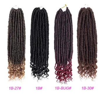 

Goddess Locs Crochet Hair Faux Locs Crochet Hair Wavy Faux Locs with Curly Ends Synthetic Braiding Hair Extension for women